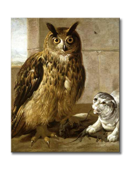 Eagle Owl and Cat with Dead Rats- Roos Johann Heinrich