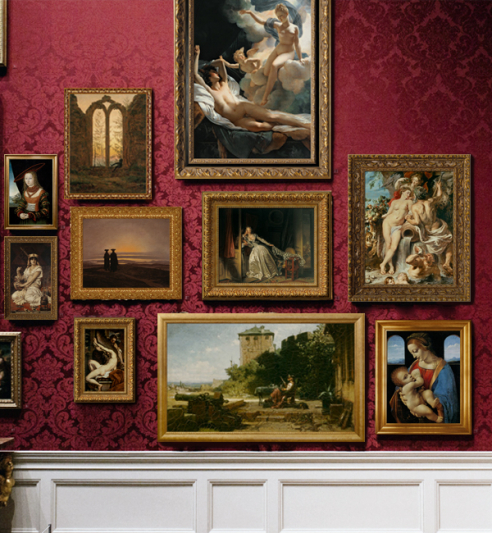 Beispiel für eine Petersburger Hängung (Salonghängung) im Museum