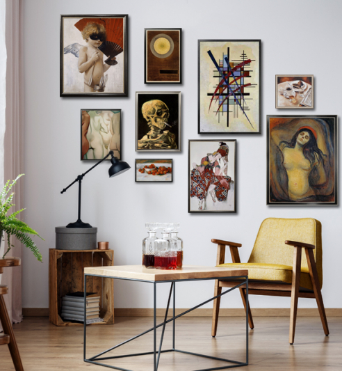 Petersburger Hängung mit Ölgemälden