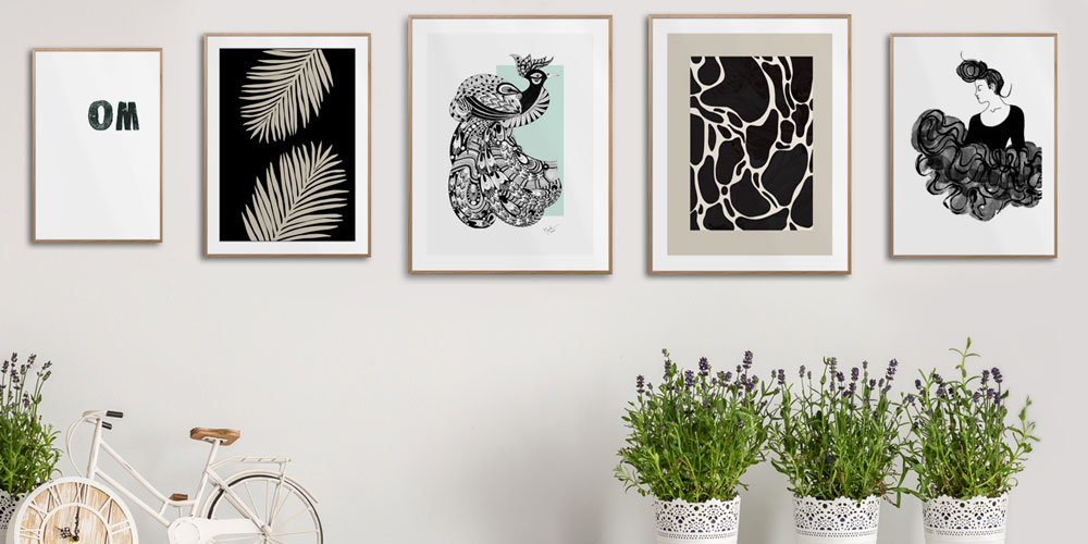 Wandbilder in Reihenhängung - alles fein in Reih und Glied. 