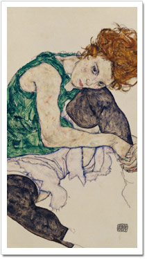 Sitzende Frau mit hochgezogenem Knie o. Donna Seduta - Egon Schiele