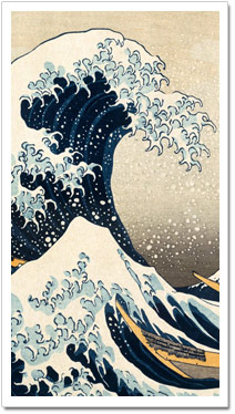 Die große Welle vor Kanagawa oder Unter der Welle im Meer vor Kanagawa des japanischen Künstlers Katsushika Hokusai. 