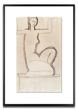 Karyatide (Amedeo Modigliani) Feiner Kunstdruckkarton, matt (230g)BilderrahmenBild auf 3mm Mdf-Bilderrückwand aufziehenGalerierahmen 53236170 Marco Negro 15x35, Profilbreite 1,5 cm 