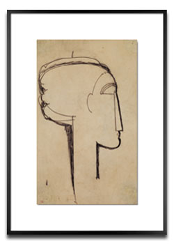 Wandbild Kopf im Profil - Amedeo Modigliani im Galerierahmen