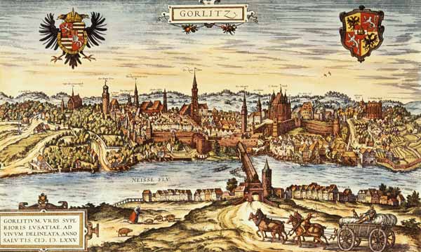 Görlitz, Stadtansicht von Braun u. Hogenberg