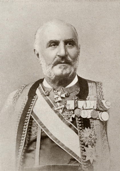 King Nicholas I of Montenegro, from ''The Year 1912'', published London, 1913 (b/w photo)  von English Photographer