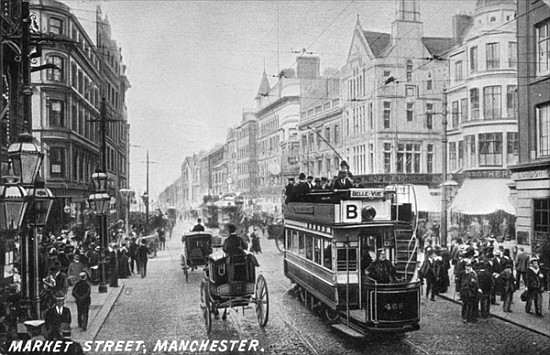 Market Street, Manchester, c.1910 von English Photographer