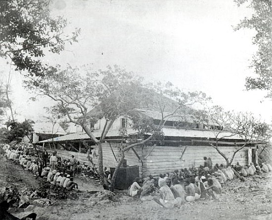 Plantation workers arrived from India at the Depot, Port of Spain, Trinidad, c.1891 von English Photographer