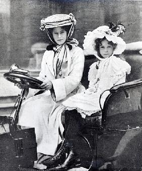 Millicent, Duchess of Sutherland and her daughter at the first meeting of the Ladies Automobile Club
