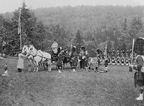 Queen Victoria presenting colours to the Cameron Highlanders