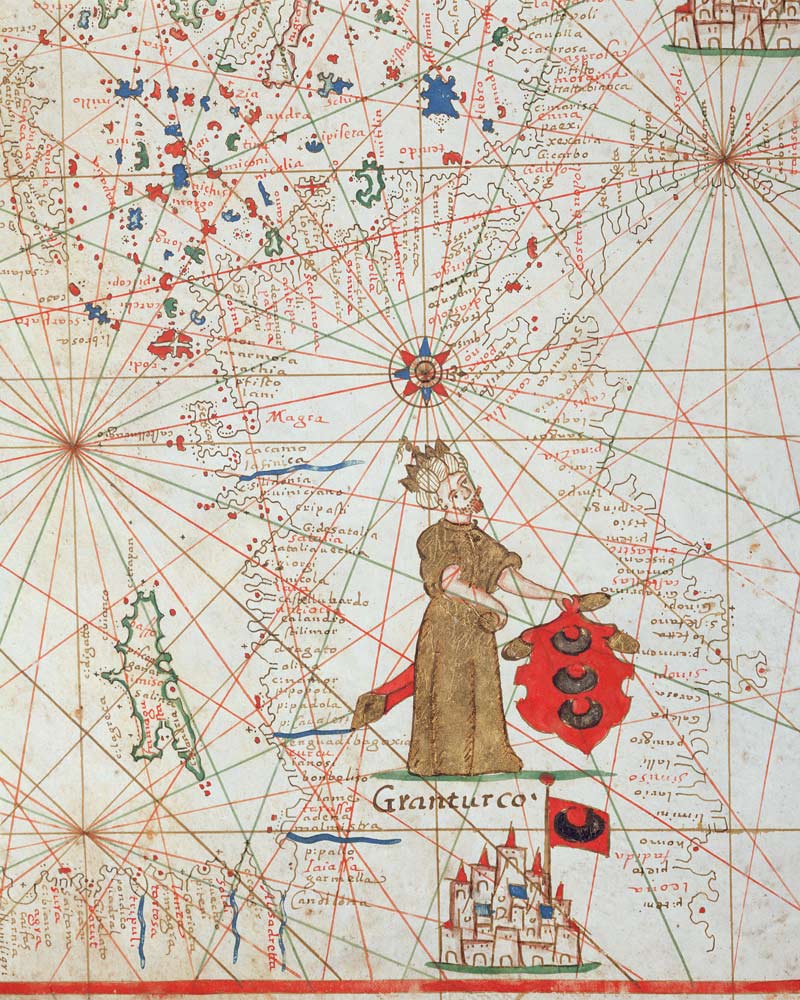 The Turkish Empire, from a nautical atlas, 1646 (ink on vellum) von Italian School