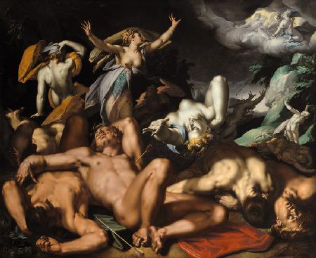 Diana und Apollo töten die Kinder der Niobe