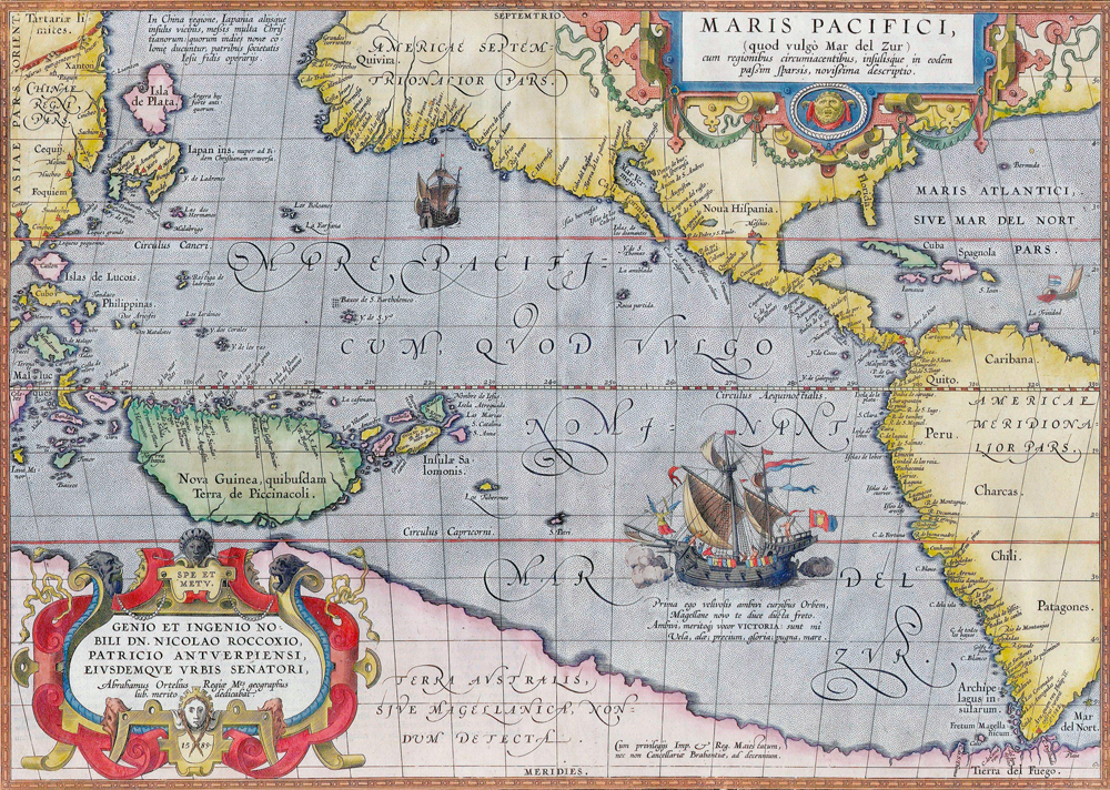 Maris Pacifici (From Theatrum orbis terrarum) von Abraham Ortelius