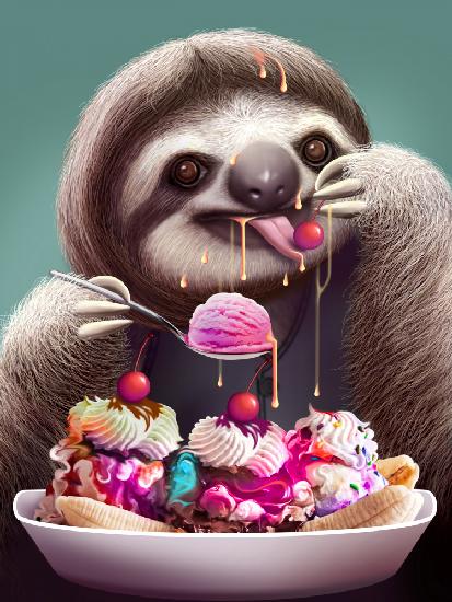 SLOTH ENJOYING ICE CREAM