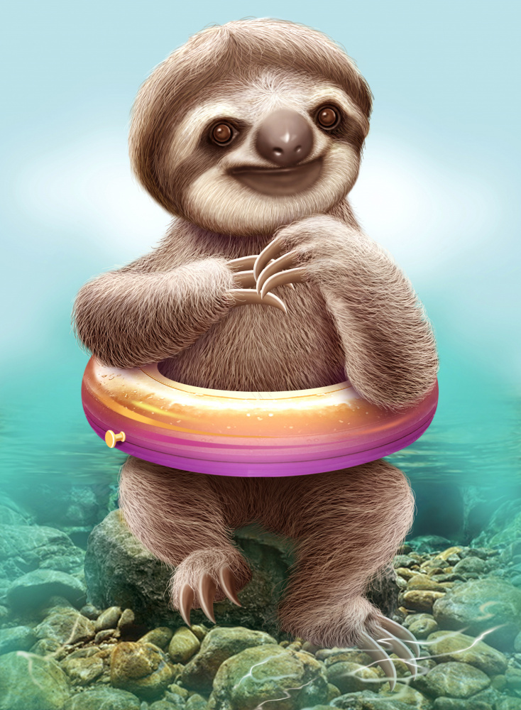 YOUNG SLOTH WITH BUOY von Adam Lawless
