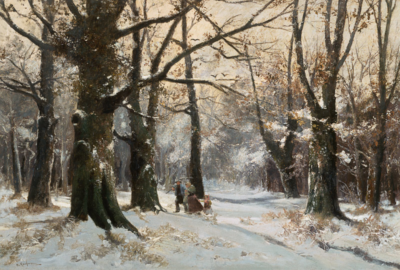 Heimkehr durch den Winterwald. von Adolf Kaufmann