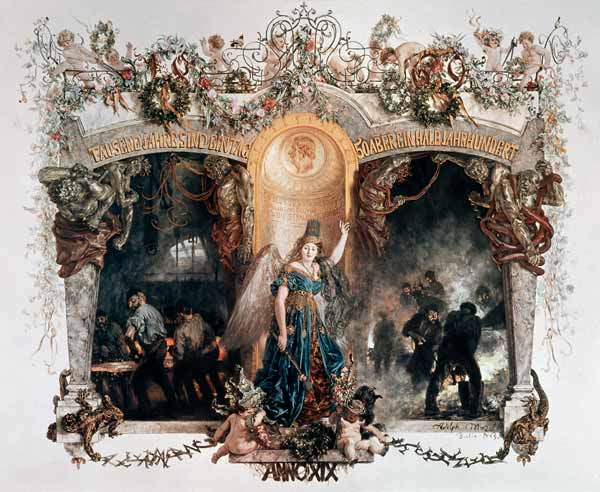 Diplôme pour le cinquantenaire de l´usine Heckmann von Adolph Friedrich Erdmann von Menzel