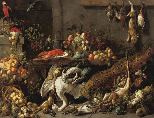 Großes Stillleben mit Früchten und Wild. von Adriaen van Utrecht
