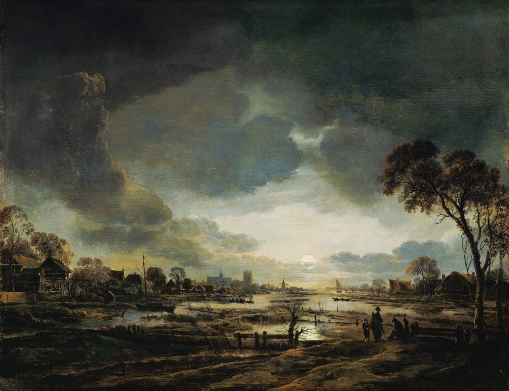 Mondscheinlandschaft. von Aert van der Neer