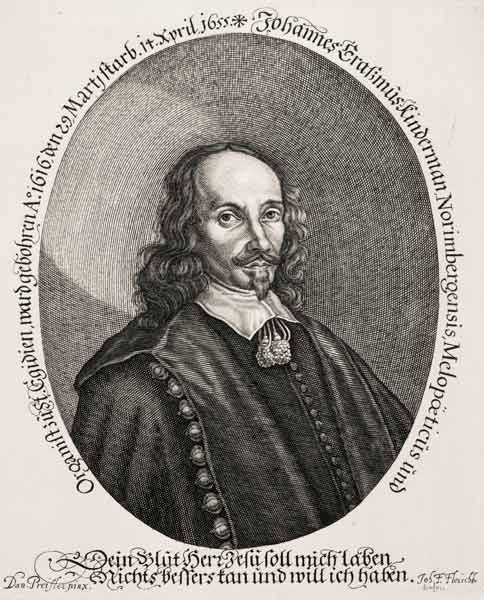 Johannes Erasmus Kindermann; engraved by Johann Friedrich Fleischberger von (after) Daniel Preissler