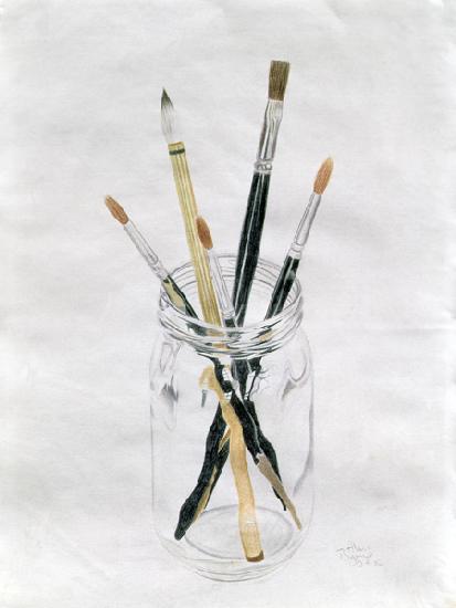 Brushes in a Jar, 1982 (coloured pencil on paper)  - Alan  Byrne