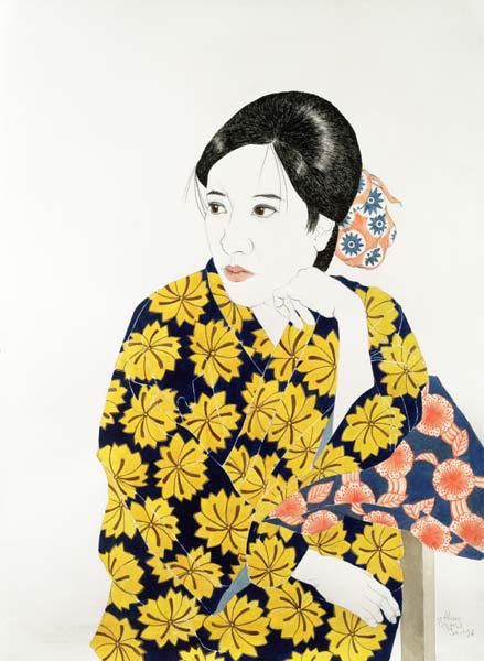 Yellow Kimono, 1996 (ink, w/c, gouache and charcoal on paper)  - Alan  Byrne