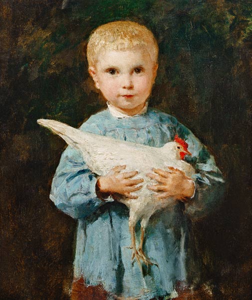 Maurice Anker mit Huhn von Albert Anker