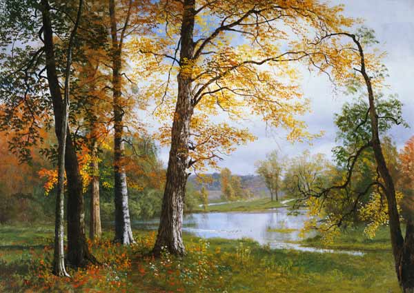 Ein ruhiger See. von Albert Bierstadt