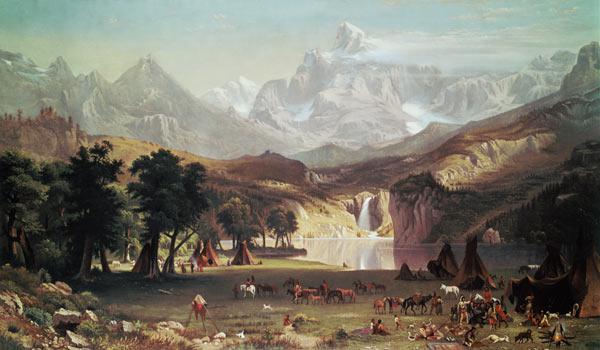 Indianerlager in den Rocky Mountains.
