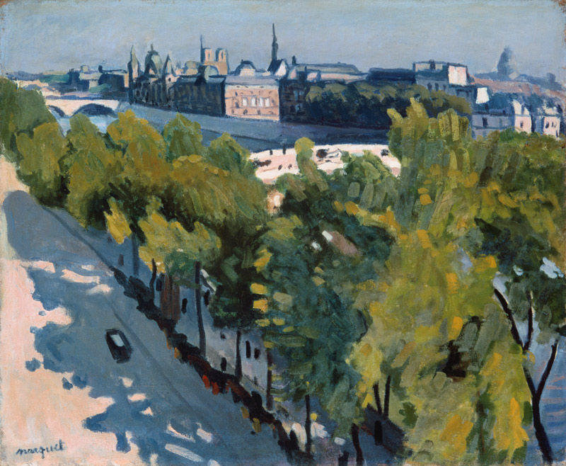 Uferpromenade und Louvre und neue Brücke von Albert Marquet