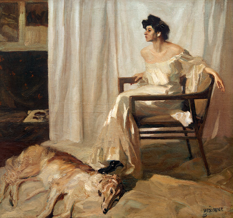 Dame mit Windhund von Albert Weisgerber