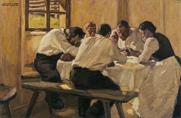 Mittagessen (Die Suppe, II. Fassung) von Albin Egger-Lienz