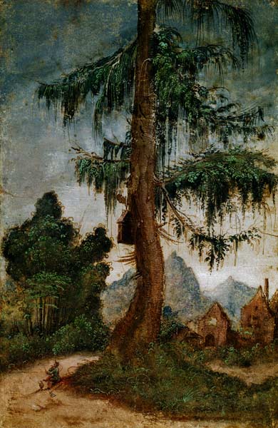 Landschaft mit Holzschnitzer von Albrecht Altdorfer