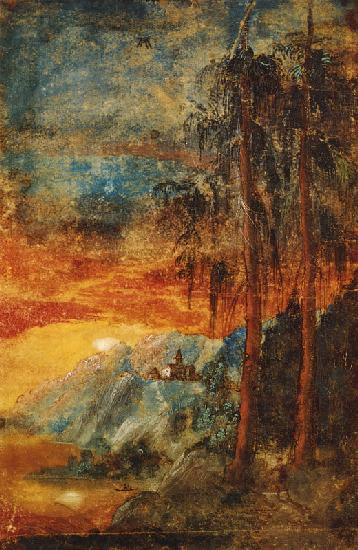 Landschaft mit Sonnenuntergang