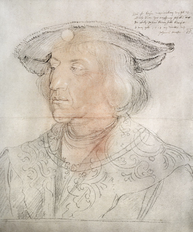 Maximilian I, Emperor of Germany (1459-1519), 1518-19 (pencil, w/c) von Albrecht Dürer