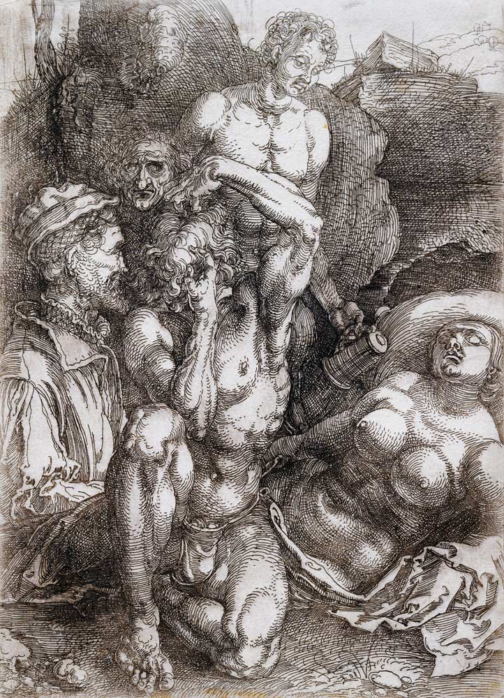Studienblatt mit 5 Figuren (Der Verzweifelnde) von Albrecht Dürer