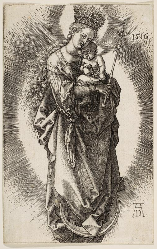 Virgin on the Crescent with Scepter and Starry Crown von Albrecht Dürer