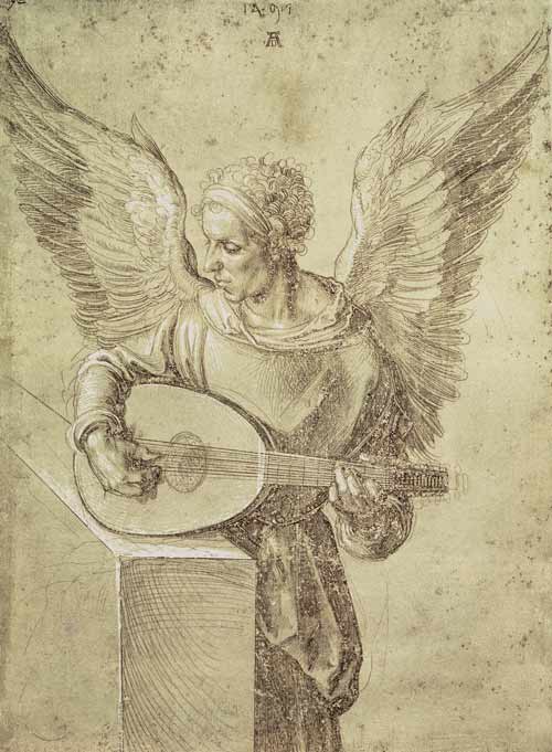 Angel playing a lute von Albrecht Dürer