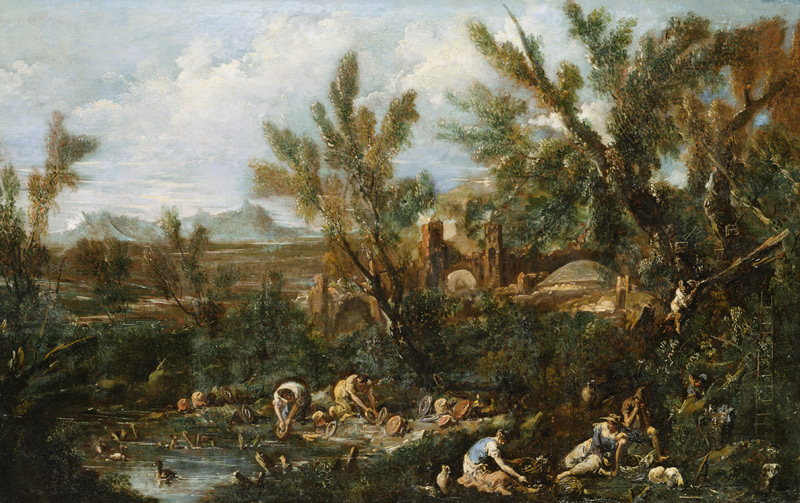 Landscape with Crockery Washers von Alessandro Magnasco