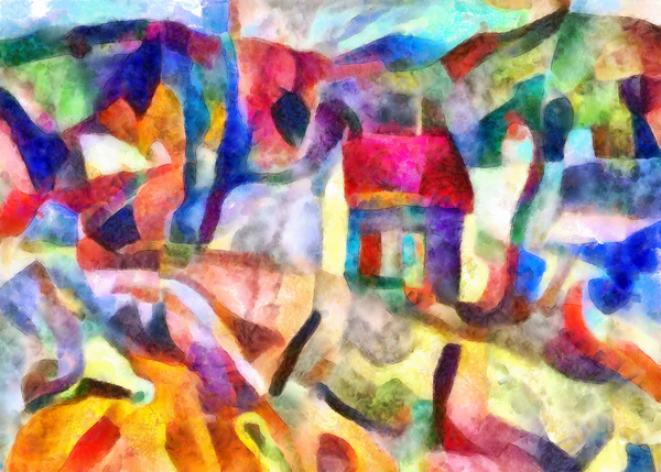 green window, yellow wall, red roof von Alex Caminker