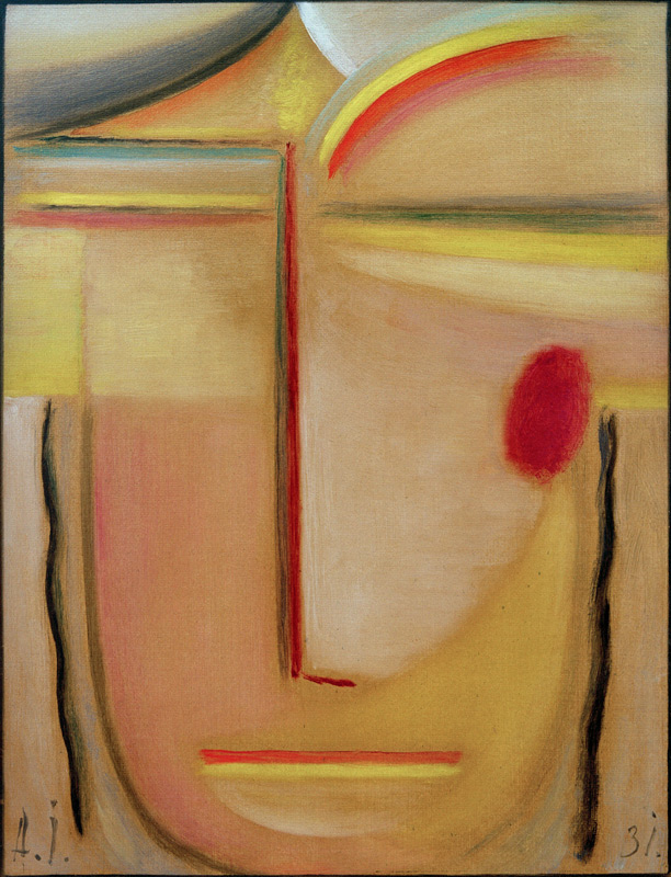 Abstrakter Kopf: Gold und Rosa von Alexej von Jawlensky