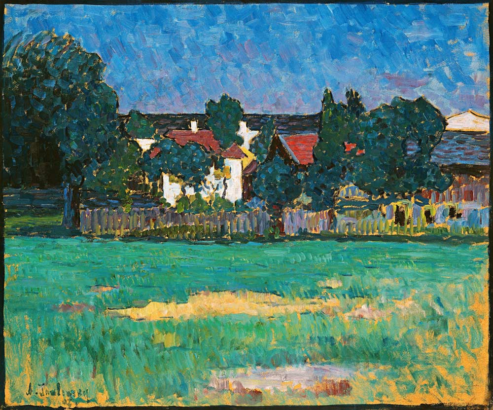 Wasserburger Landschaft mit Häusern und Wiese von Alexej von Jawlensky