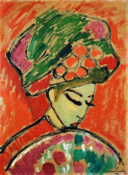 Mädchen mit Blumenhut von Alexej von Jawlensky