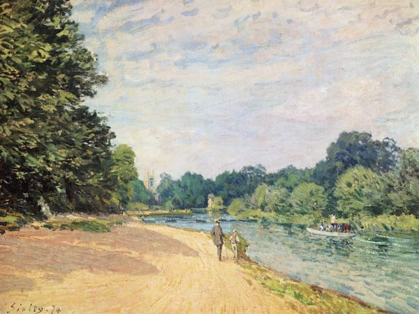 The Thames with Hampton Church von Alfred Sisley