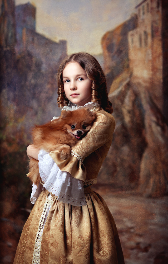 A girl and her dog von Alina Lankina