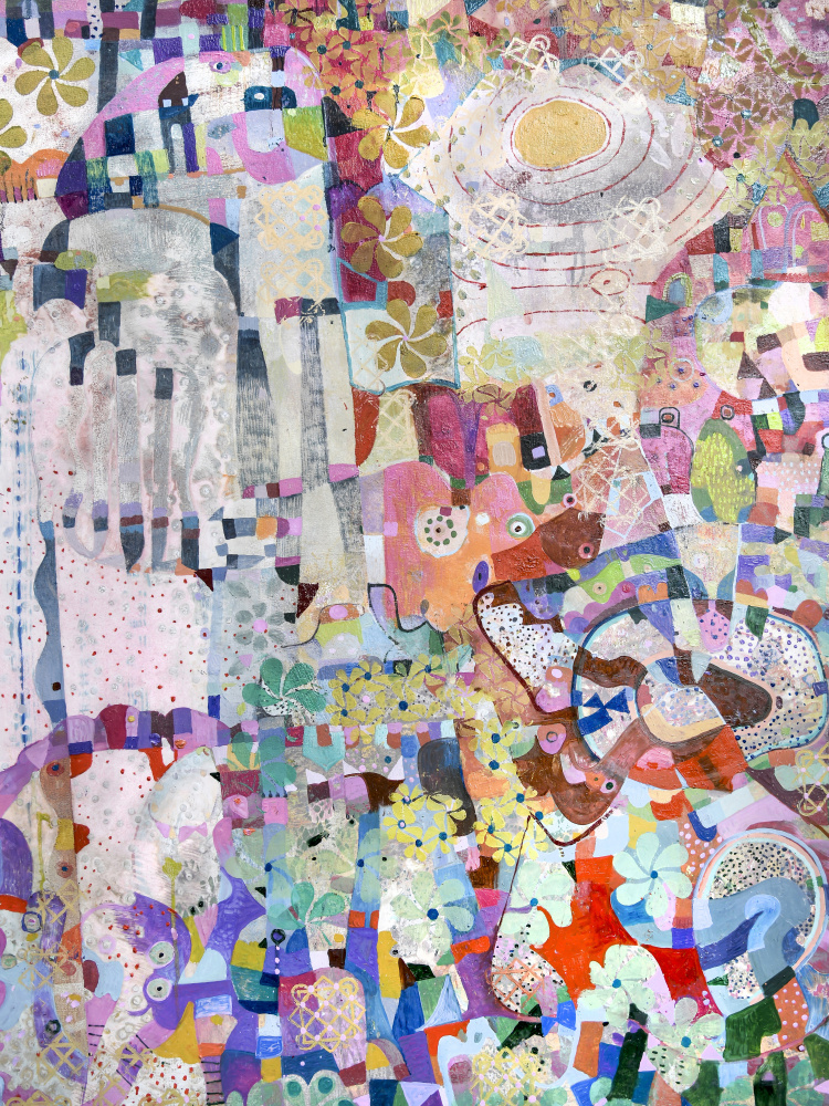 covid Spring 36x48 Oil Paint Mixed Media On Canvas von Alise Loebelsohn