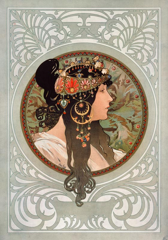 Die Brünette von Alphonse Mucha