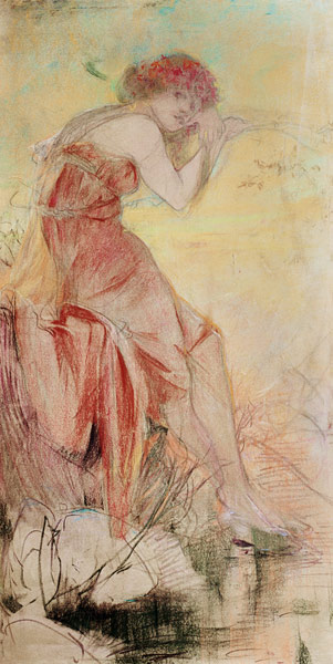 Sommer. Studie zu der Farblithographie ''Die Jahreszeiten''. von Alphonse Mucha