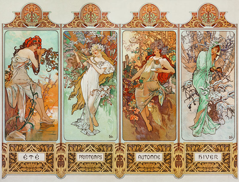 Die vier Jahreszeiten von Alphonse Mucha