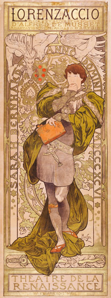 Plakat für A. de Musset´s 'Lorenzaccio' in Paris. 1896 von Alphonse Mucha